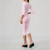 GH Wholesale Ensemble de sport pour femme : Haut de sport à manches courtes et Leggings taille haute, effet ventre plat et rehausseur de fessiers, coupe ajustée, pour yoga et activités sportives