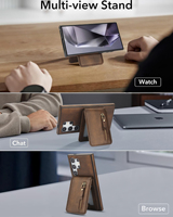 Étui de téléphone magnétique en similicuir avec support et fente pour cartes pour Samsung Galaxy S26 Ultra, compatible avec S25 Plus, S24, S23, compatible avec la recharge sans fil
