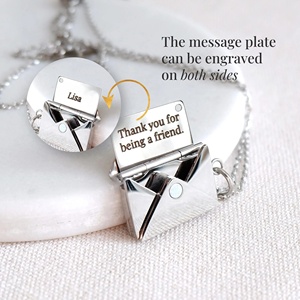 Chaînes tendance en acier inoxydable plaqué or 18 carats personnalisées, pendentif médaillon enveloppe avec message <span class=keywords><strong>secret</strong></span>, bijoux lettre d'amour - Product Image 6