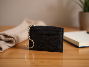 Portacarte con cerniera ricamata 3 in 1 in pelle PU dal design minimalista per contenere carte - Product Image 2