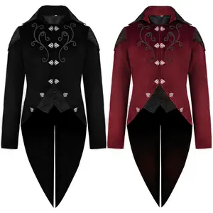 Medieval Steampunk Tailcoat Halloween Costume Men Renaissance Pirate Vampire Gothic Jackets Vintage Victorian Frock Coat Uniform