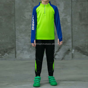 Ensemble de sport décontracté automne-hiver pour enfants, garçons et filles, tenue de classe pour étudiants, fitness, demi-zip, color block, entraînement, tenue d'équipe - Product Image 2