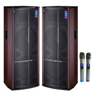 High Power Active Wooden Professional Stage Pair Speakers with Echo Mixer Amplifier for Mosque Sound System
