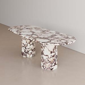 SH STONE, piedra de lujo Natural personalizada, Calacatta, <span class=keywords><strong>viola</strong></span>, interior, mármol real, mesa de comedor ovalada con base estriada - Product Image 3