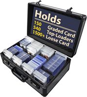 Grande boîte de rangement pour cartes gradées à 4 rangées avec serrure à combinaison - Étui pour cartes de sport, pour slabs, toploaders et cartes non montées