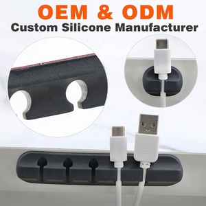 Manufacturer Custom Logo Self Adhesive Cable Management Holder Clips <b>Silicone</b> Cable Cord USB Wire Holder Desk Organizer 7 Slot - Product Image 1