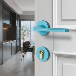Manija de Puerta de Latón Silenciosa de Primera Calidad a Precio de Fábrica, Manija de Puerta Azul con Palanca para Puerta de Madera para Apartamento, Villa u Hotel - Product Image 3