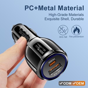 Siêu mỏng 60W QC 5.0 4.0 sạc xe hơi PD 30W DC 12V LED 2 cách xe Thuốc lá nhẹ hơn ổ cắm Splitter kép USB Sạc Adapter - Product Image 2