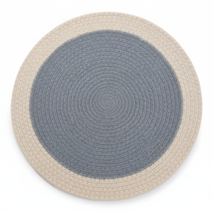 Modern Gray and Brown Braided Cotton <b>Round</b> Solid <b>Placemats</b> Home Use Eco-Friendly Anti-Slip Customizable Divtik Decor - Product Image 2