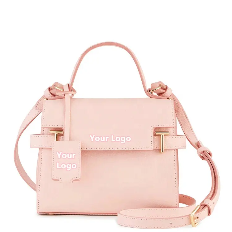 2024 Trendy Elegant Ladies Hand Bags Light Pink Womens Messenger Bags Vegan Leather Saffiano Flap Custom Logo Women Handbags