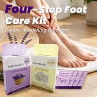 Kit de soin des pieds en 4 étapes avec gommage au sucre et beurre de massage, ensemble de pédicure exfoliant pour spa à domicile et usage en salon