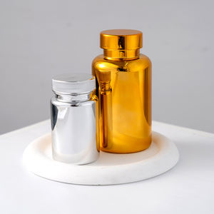 Botol Sepuh elektrik pil kapsul Vatamin obat plastik warna perak HDPE kualitas makanan kelas atas dengan tutup PS perak - Product Image 4