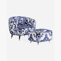 Fait à la main moderne bleu scandinave Art déco chêne bois canapé simple chaise doux Gros Grain tissu pour bureau à domicile salon chambres
