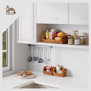 Paniers de rangement en bois d'acacia, paniers en bois, panier à fruits et légumes détachable, bol d'organisation pour le comptoir de cuisine - Product Image 6