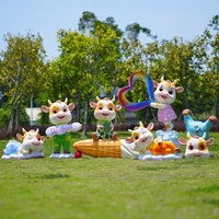 Sculpture d'animal de dessin animé en fibre de verre, faite à la main, personnalisable, pour extérieur, idéale pour les jardins d'enfants, les parcs, les centres commerciaux et les sites touristiques