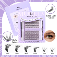 Plateau de cils individuels en grappes de 8 mm à 18 mm, cils à base plate avec pince applicatrice, kit de cils pour usage domestique ou en salon, vente en gros