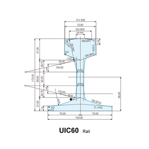 Riel de Acero para Ferrocarril UIC54 UIC60, Riel Pesado de Fondo Plano, Vignole, Estándar UIC 860 de la Unión Internacional de Ferrocarriles - Product Image 4
