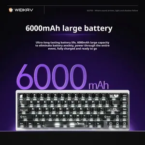 Weikav Nut65 Tri-Mode 6000mAh Kit de teclado mecánico para juegos <span class=keywords><strong>QWERTY</strong></span> con cable/inalámbrico ARGB Rhythm DIY AO & EP iluminación reactiva de sonido - Product Image 3