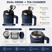 Bouteille isotherme en céramique de 1200 ml avec couvercle à paille et poignée, isolation 24 heures, capacité maximale, pour voiture et bureau, personnalisable avec logo