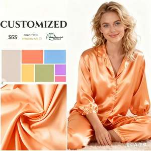 高光沢ポリエステルブライダルストレッチスパンデックスサテン生地ドレス用ソフトサテンホワイトとアプリコットカラー生地 - Product Image 1