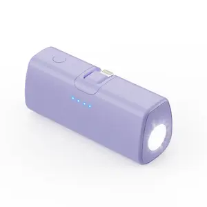 Mini Foldable Plug Capsule Power Bank 5000 Mah Portable With Flashlight Mini Power Bank