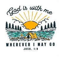 Aimant de réfrigérateur chrétien inspirant avec verset biblique : Dieu est avec moi (Joshua 1:9), design scène de montagne, décoration pour la maison et la cuisine