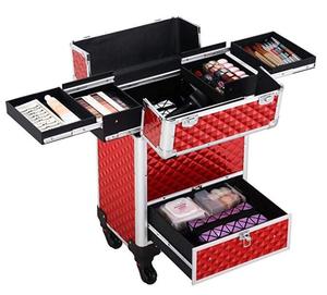 <strong>Makeup</strong> Train Case/Cosmetic Case/<strong>Trolley</strong>/Suitcase/Box Large Capacity <strong>Trolley</strong> with 4 Retractable Trays &amp; 1 Smooth Sliding Drawer - Product Image 4