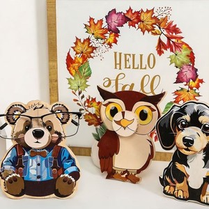 Wooden Animal Eyeglasses Stand 3 Slots Handmade <b>Pine</b> <b>Desk</b> Display For Office Home Decor Gift - Product Image 1