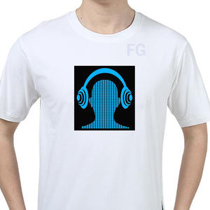 T-shirt en coton noir avec lumières LED clignotantes programmables pour vêtements de danse - Product Image 6