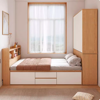 Petit loft élégant meubles de chambre à coucher en bois ensemble de chambre à coucher moderne avec rangement d'usine