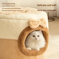 Luxe polyester katoenen ronde kattenbed & hondenopvangtent - Winterwarm, geschikt voor alle seizoenen, in doos verpakt, veilige huisdierenbed