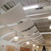 Panneaux de plafond décoratifs en fibre de verre, diamètre 900-1200 mm, matériau acoustique en forme de nuage, type Gua, taille personnalisée, pour cafétéria et café
