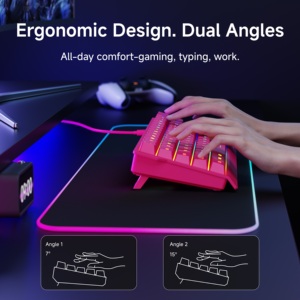 คีย์บอร์ดแบบพกพา EWEADN 61 ปุ่ม สีชมพู/แดง/ดำ คีย์บอร์ดเมมเบรนขนาดเล็ก เสียงเงียบ แบบมีสาย สำหรับพีซี สำนักงาน และเล่นเกม - Product Image 4