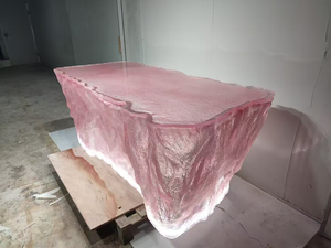 Îlot de cuisine en résine Iceberg, comptoirs translucides en cascade, table à manger, décoration intérieure pour villa, hôtel, club - Product Image 1
