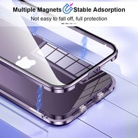 2025New étui de téléphone magnétique en verre double face en alliage d'aluminium 360 housse de protection d'écran complète pour iPhone 14 Pro Max