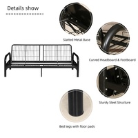 Sofá Cama Individual Económico de Acero con Brazos, Mueble de Dormitorio, Cama Futón Plegable Portátil de Metal para Sala de Estar