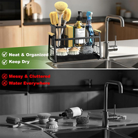 Nouveau support auto-drainant pour éponge de cuisine en acier inoxydable 304 avec poignée en bois, modèle 2026