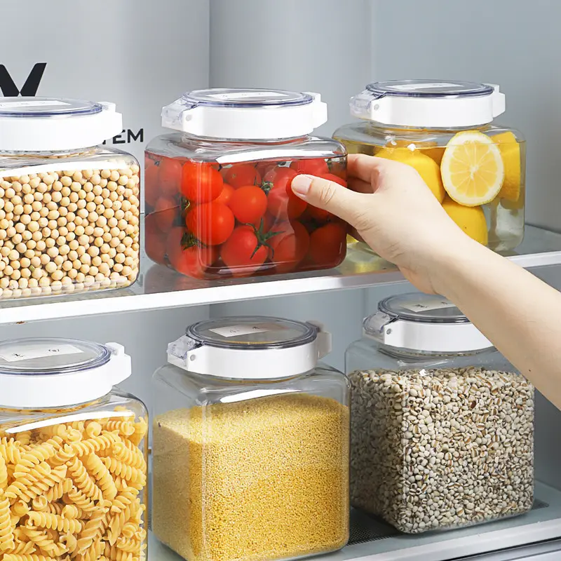 Hochwertiger PP-Kunststoff deckel Getreide bohnen reis 2 Größen Frisch haltbares Vorrats glas für Lebensmittel