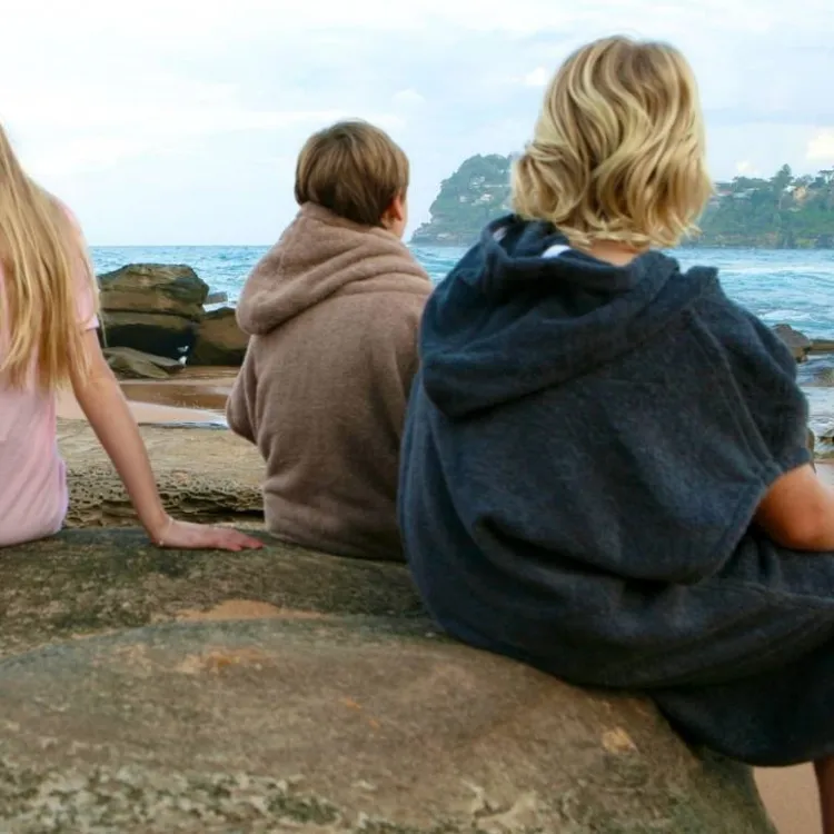 Toalla de playa con capucha para niños personalizada, bata de cambio de surf, bata de playa de algodón para niños