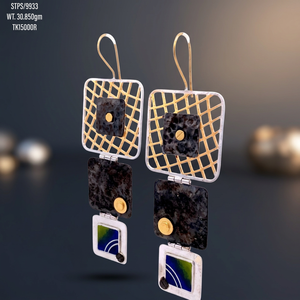 Vente en gros, livraison gratuite, boucles d'oreilles classiques en argent sterling 925 véritable, émail, trois carrés, plaqué or rose, logo personnalisé, mariage, fête - Product Image 3