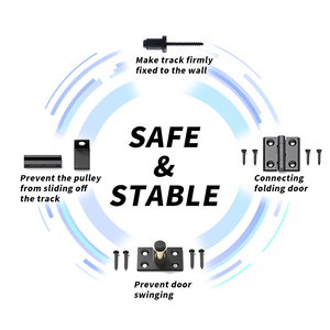 Skysen Bi-Opvouwbare Zwarte Schuifdeur Hardware Indoor Versieren Uw Huis Maatwerk Houten Schuurdeur Hardware Kit - Product Image 6