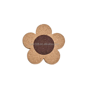 Sous-verre en liège en bois de forme de fleur de sublimation de café mignon pour la tasse d'isolation thermique de boisson - Product Image 2