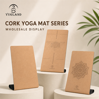 Matras Yoga Cork Custom Print Yugaland Anti Selip Alas Karet Alami untuk Kebugaran Fashion Grosir