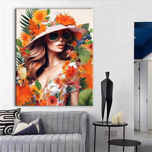 Dipinto a Numeri per Adulti, Ragazza Estiva in Stile Moderno, Ritratto Personalizzato Fai-da-Te <span class=keywords><strong>con</strong></span> Pennelli e Colori <span class=keywords><strong>Acrilici</strong></span> - Product Image 2