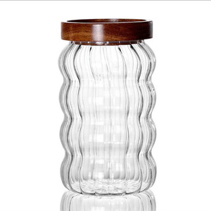 Bouteilles et bocaux de stockage en <span class=keywords><strong>verre</strong></span> borosilicate de haute qualité pour la cuisine, écologiques, avec couvercle sûr, transparents, pour épices, grains de café et thé, hermétiques - Product Image 2