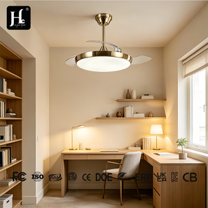 Ventilateur de plafond LED industriel avec 3 pales transparentes, moteur DC, télécommande, variateur d'intensité, lumière blanc chaud doux, 6 vitesses, 30-34 dB, pour salon - Product Image 5