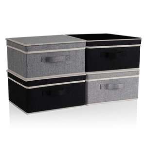 <b>Foldable</b> Storage Organiser <b>Boxe</b> Storage Basket Bins with Lids Handles Clothes Organiser - Product Image 1