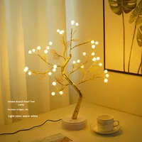 LED Neues Nachtlicht, Künstlicher Rosenbaum mit Licht, Schlafzimmer Nachttischlampe für Weihnachtsdekoration mit USB-Aufladung
