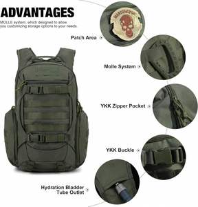 Sac à dos tactique en denim avec fermeture éclair et doublure Oxford pour hommes - 18L/28L EDC Randonnée et Moto - Product Image 3