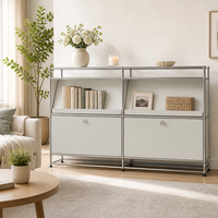 Buffet Modulaire Vert Menthe en Métal, Meuble Console à Deux Portes, Cadre Chromé, Rangement pour Salon et Entrée, Acier, Taille et Couleur Personnalisables